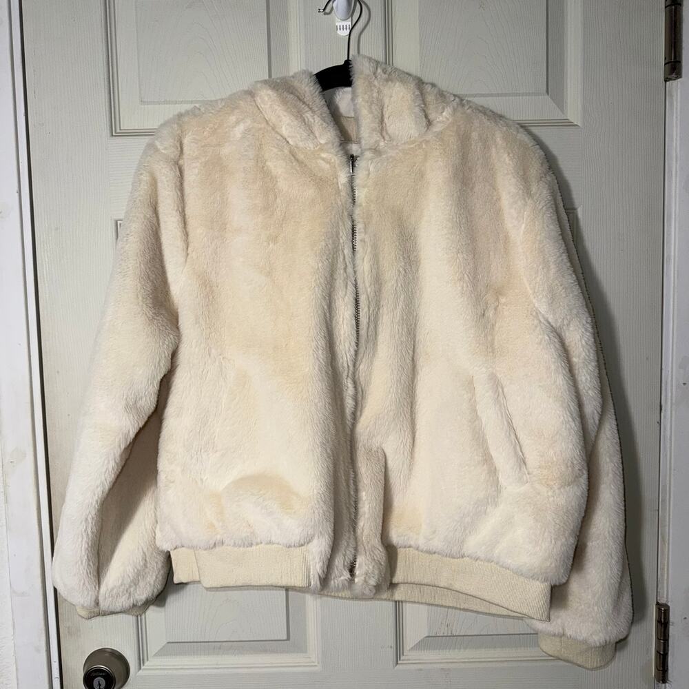 Sweet Rain Ivory Reversible Faux Fur Jacket Sz XL